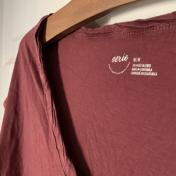 Aerie oversized Henley in maroon - Picture 3 of 6